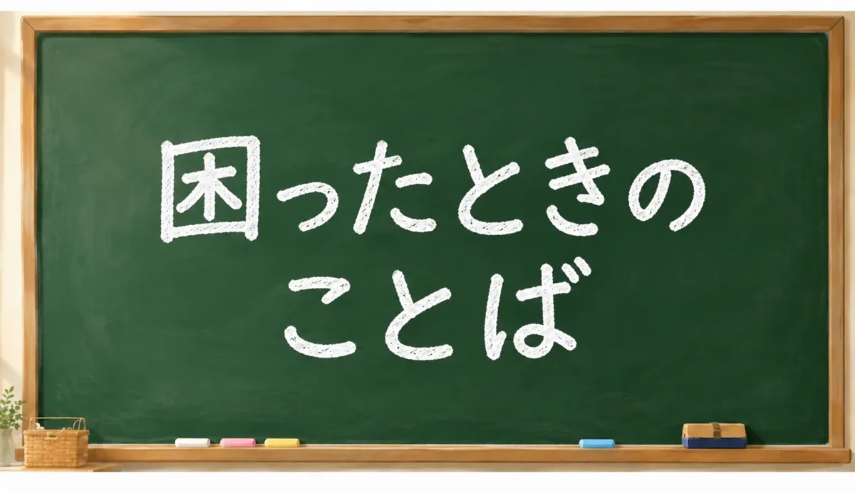 黒板に「困ったときのことば」と書いてある
